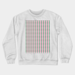 Green Pink and White Argyle Pattern Diamond Checks Crewneck Sweatshirt